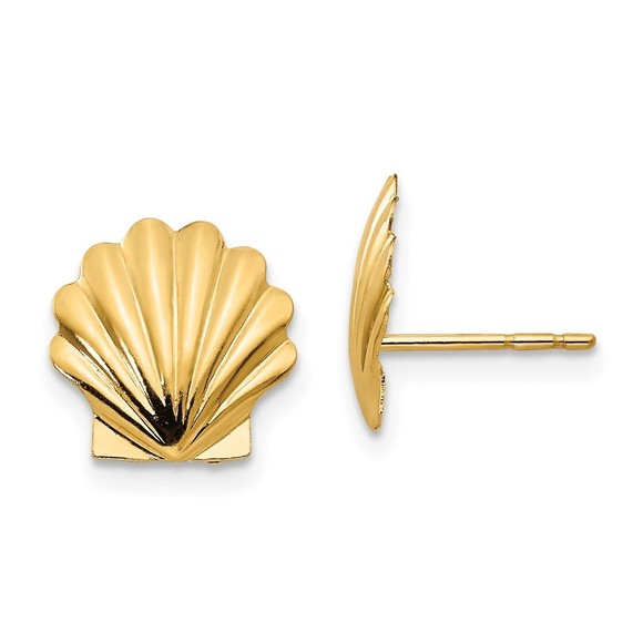 14k Yellow Gold Madi K Children's Kids Girls Jewelry Shell Post Earrings
